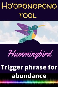 Ho'oponopono tool triggering phrase Hummingbird for abundance